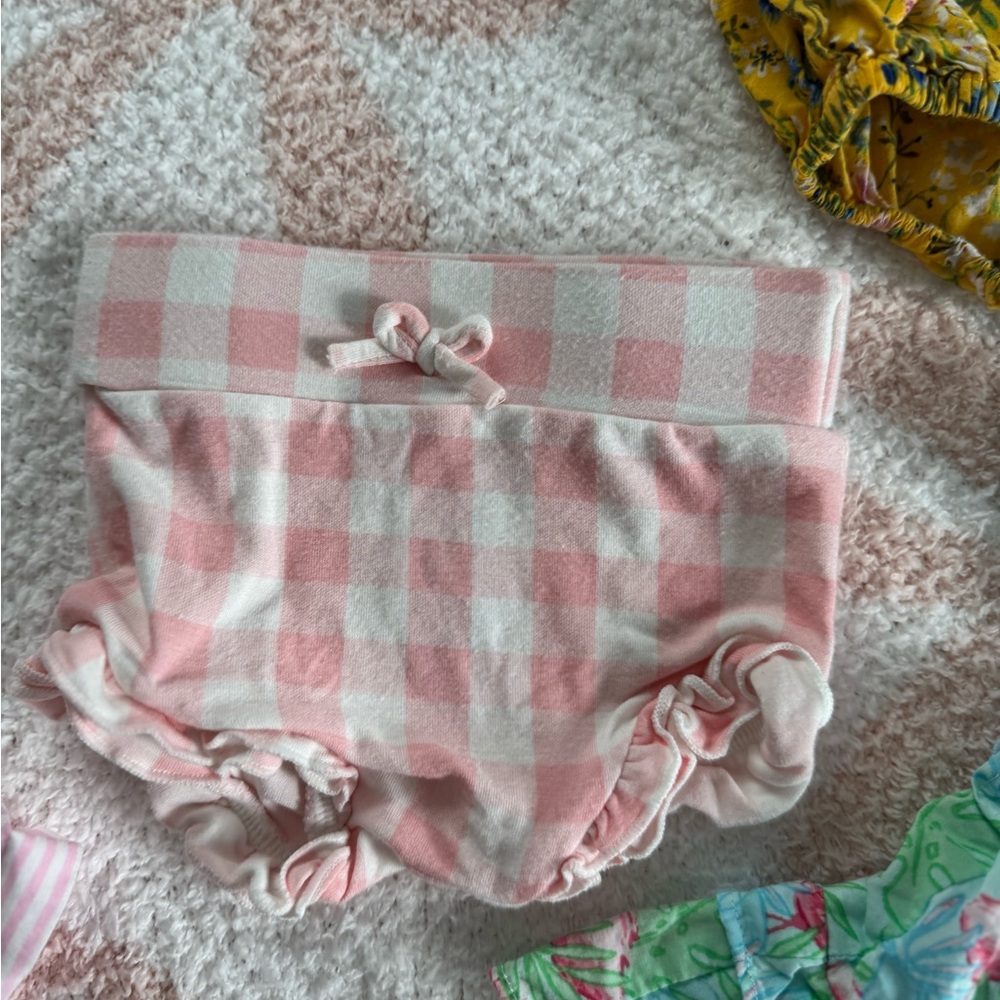 Pink and White Gingham Bummie Shorts with Bow Details